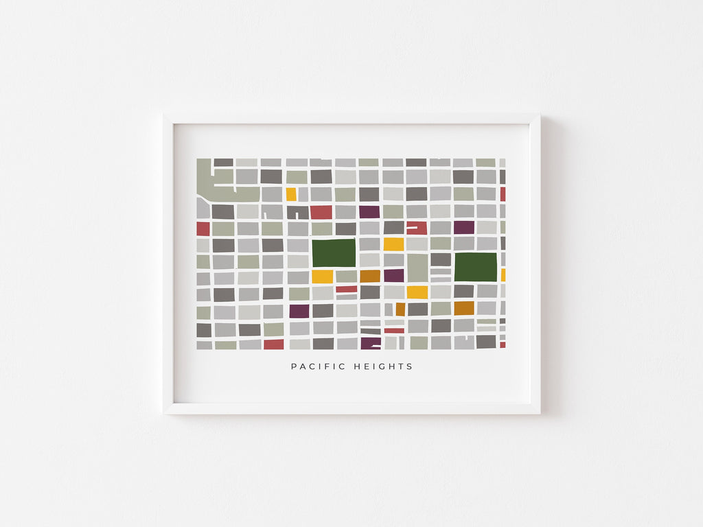 Pacific Heights Map Print – San Francisco Wall Art – Colorful Minimalist Map
