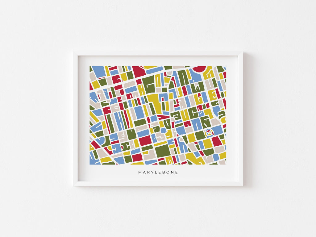 London Marylebone Minimalist Art Map - Colorful and Minimalist - High Quality Print