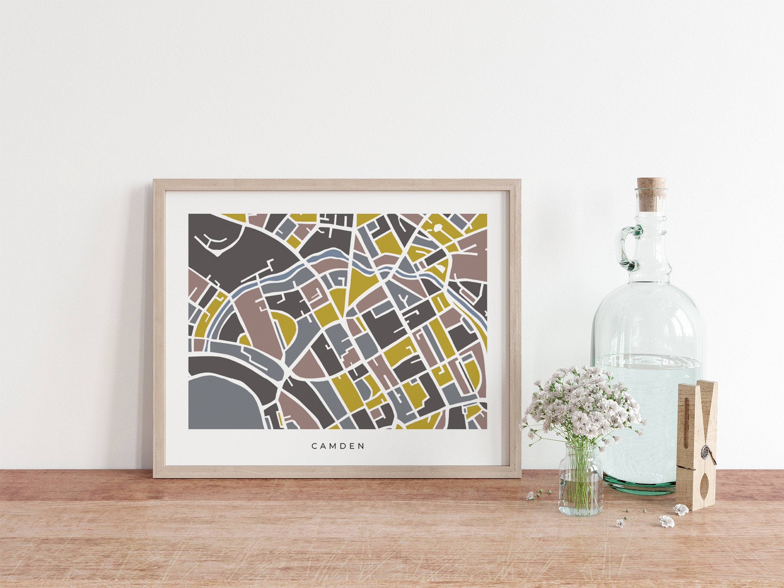 London Camden Map Print – Minimalist Colorful Wall Art – Modern City Map