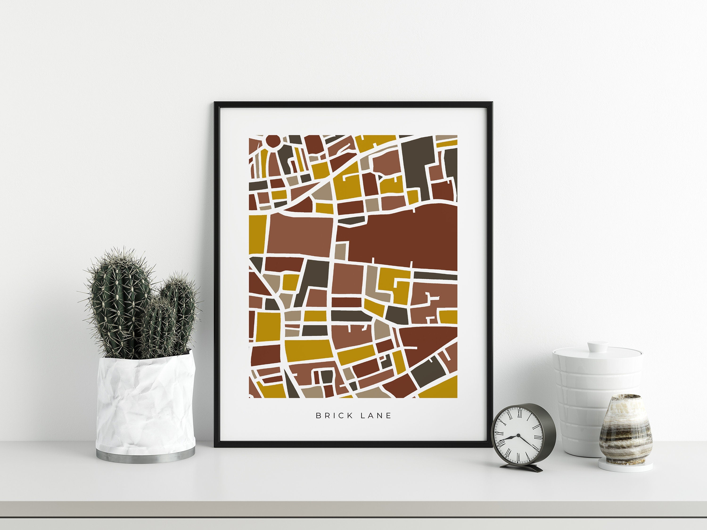 London Brick Lane Map Print – Colorful Minimalist Wall Art – Modern City Map