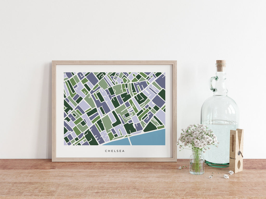 London Chelsea Map Print – Minimalist & Colorful London Wall Art