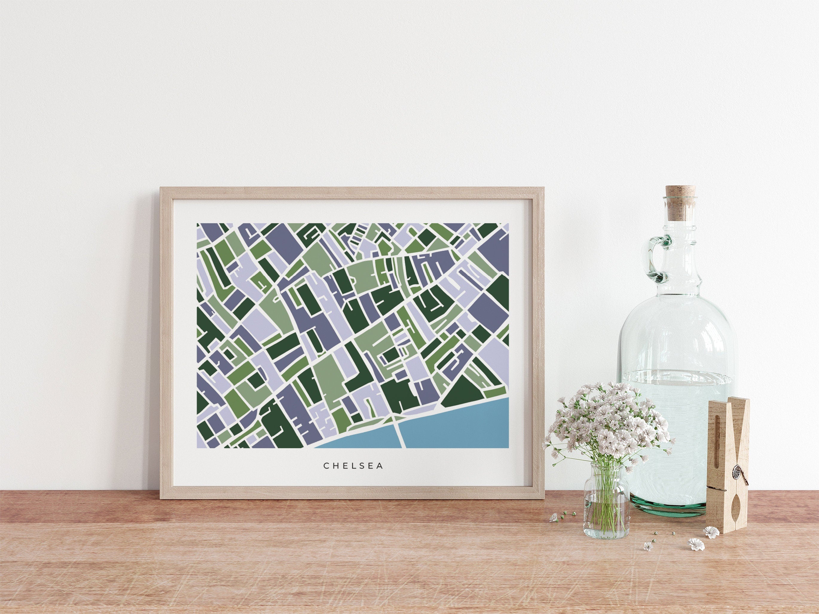 London Chelsea Map Print – Minimalist & Colorful London Wall Art