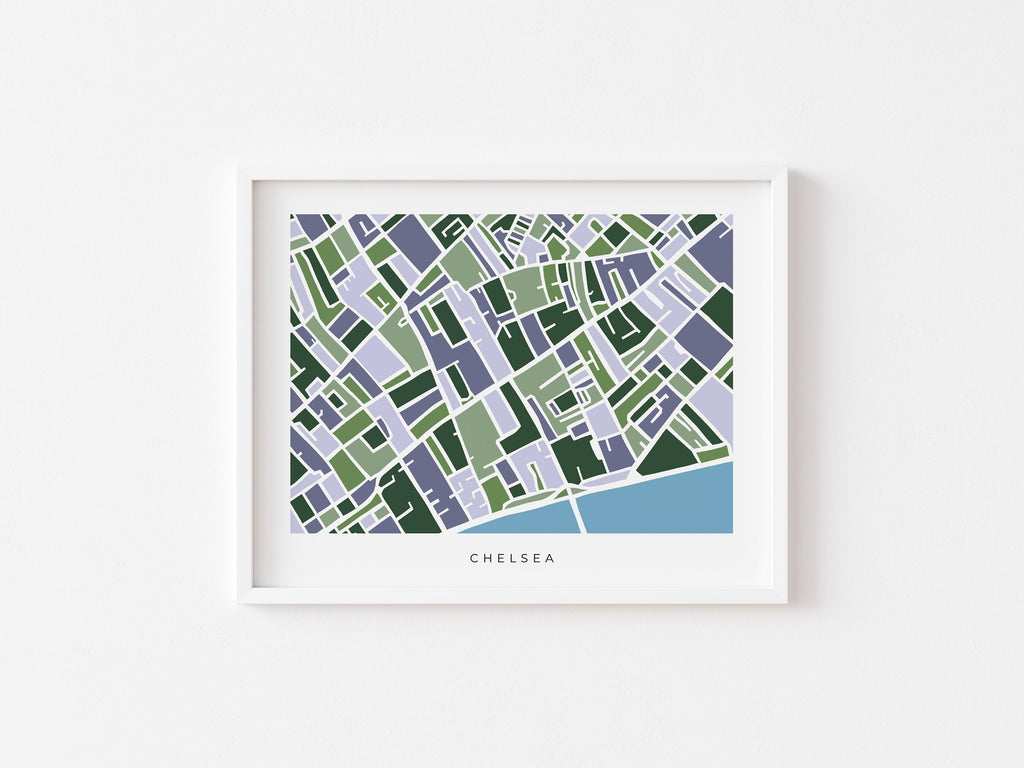 London Chelsea Map Print – Minimalist & Colorful London Wall Art