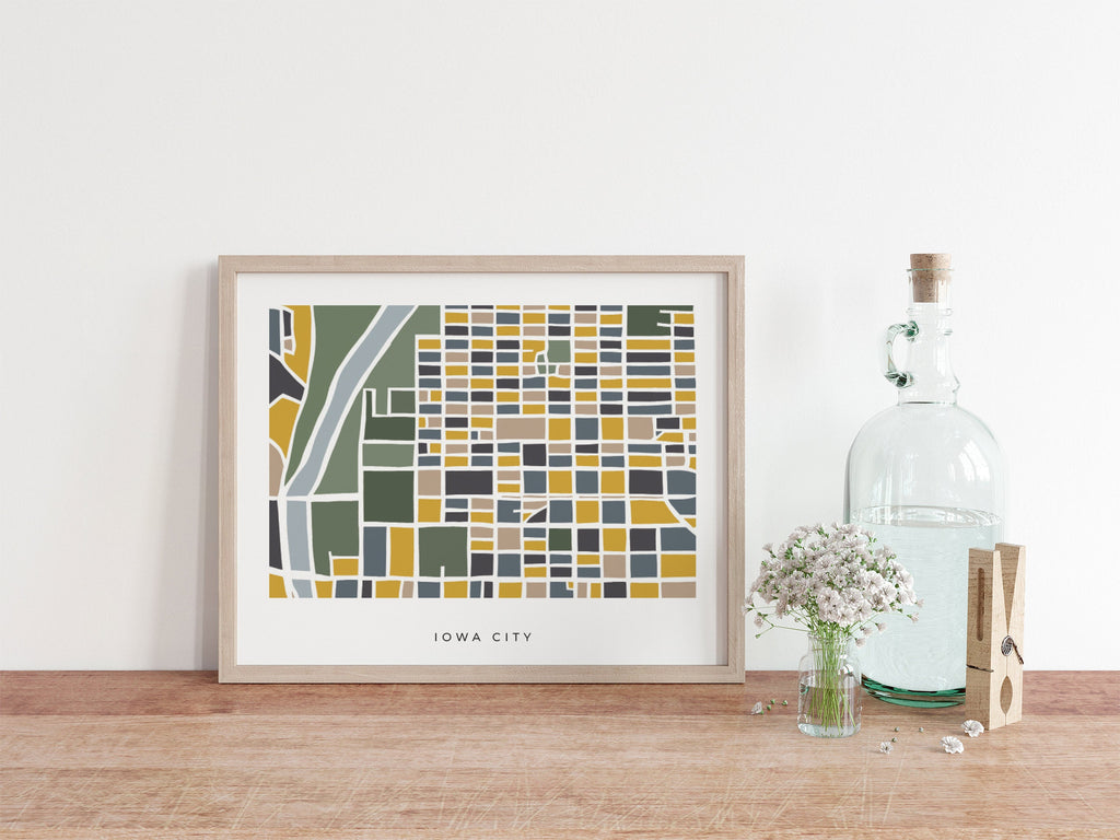Iowa City Map Art Print – Minimalist Wall Decor