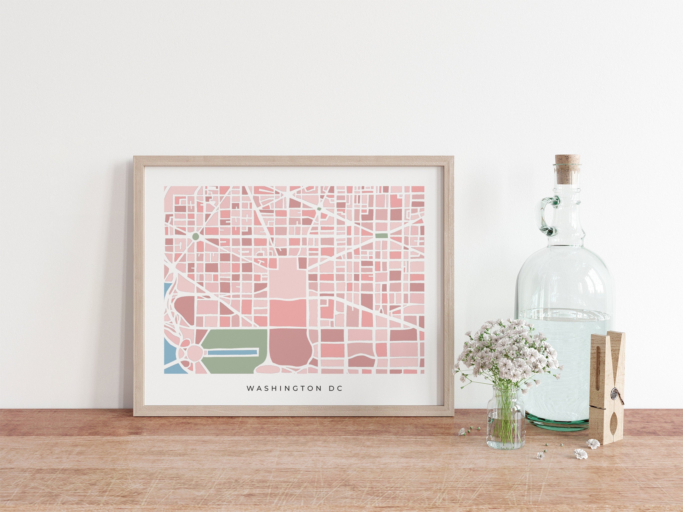 Washington DC Map Print – Cherry Blossom Colorway, Limited Edition