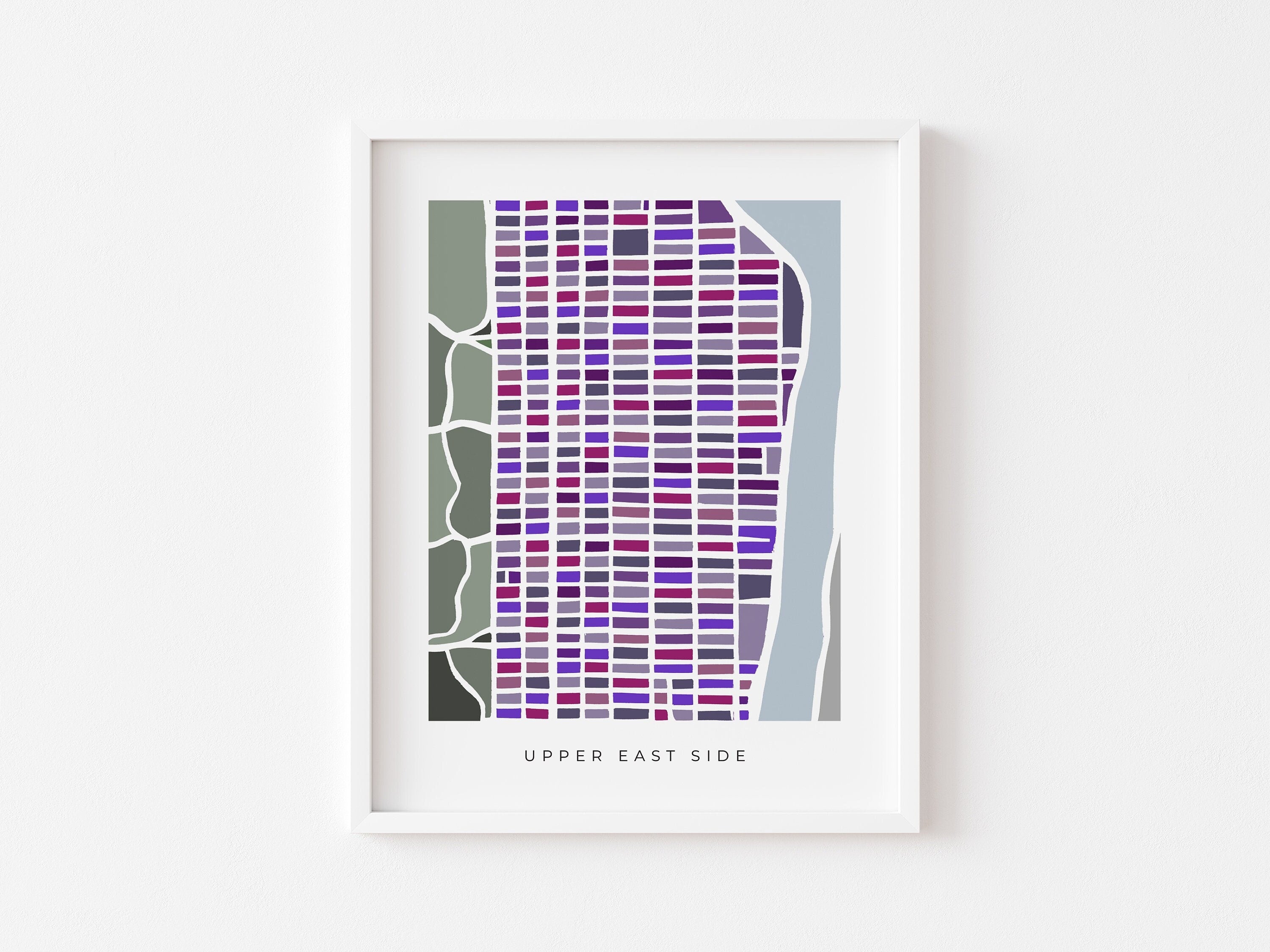 Upper East Side Map Print – Colorful Minimalist NYC Wall Art – Manhattan Neighborhood Poster