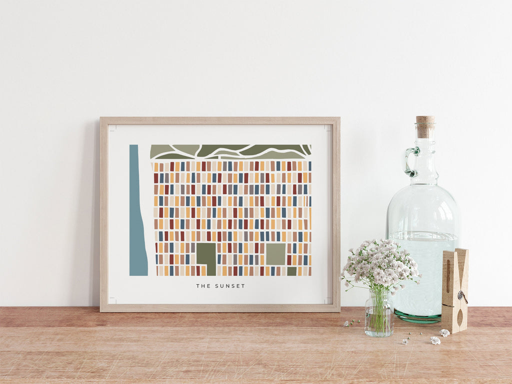 The Sunset San Francisco Minimalist Art Map | Colorful and Modern Map Print