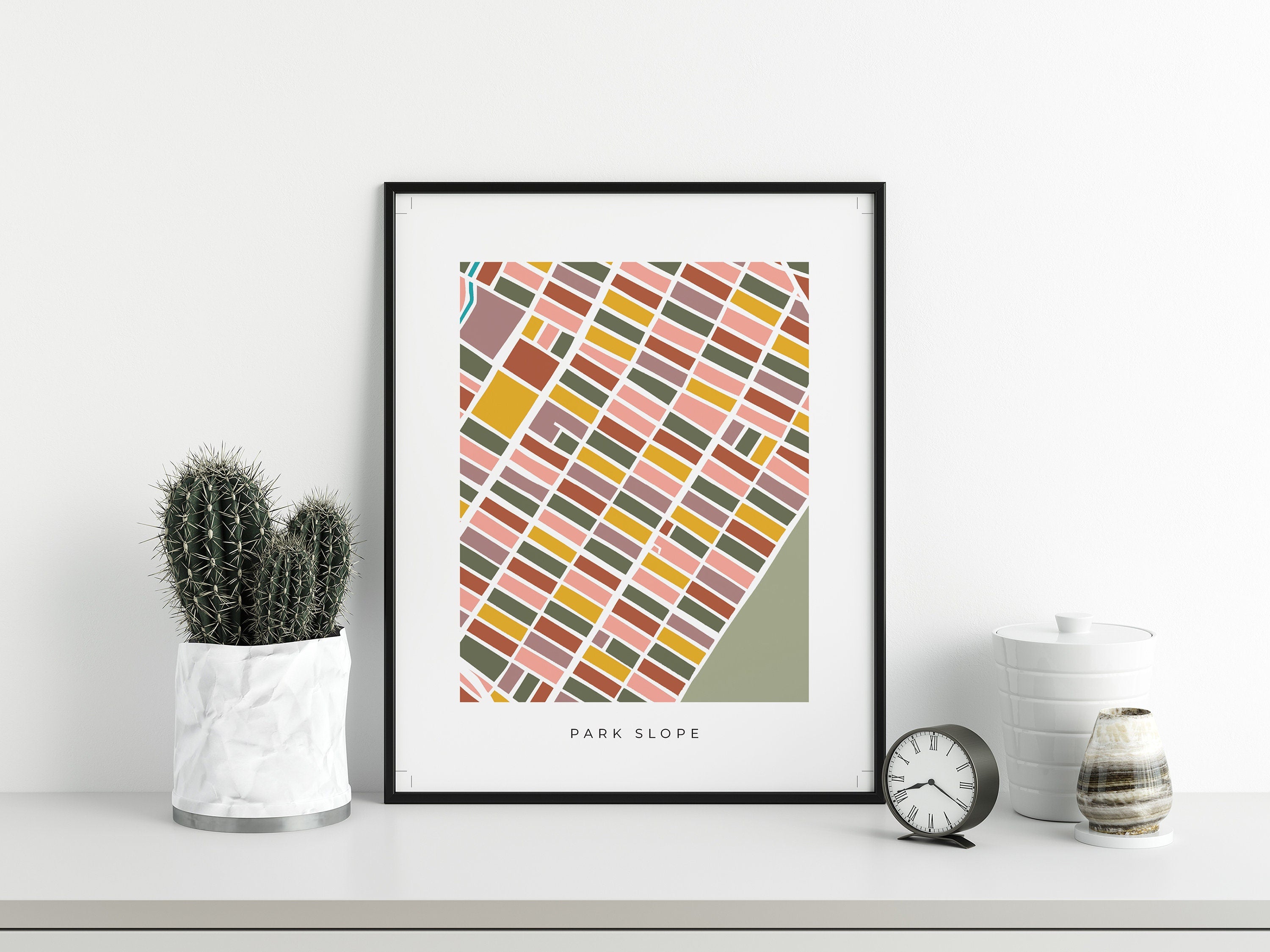 Park Slope Map Print – Brooklyn Wall Art – Colorful Minimalist Neighborhood Map