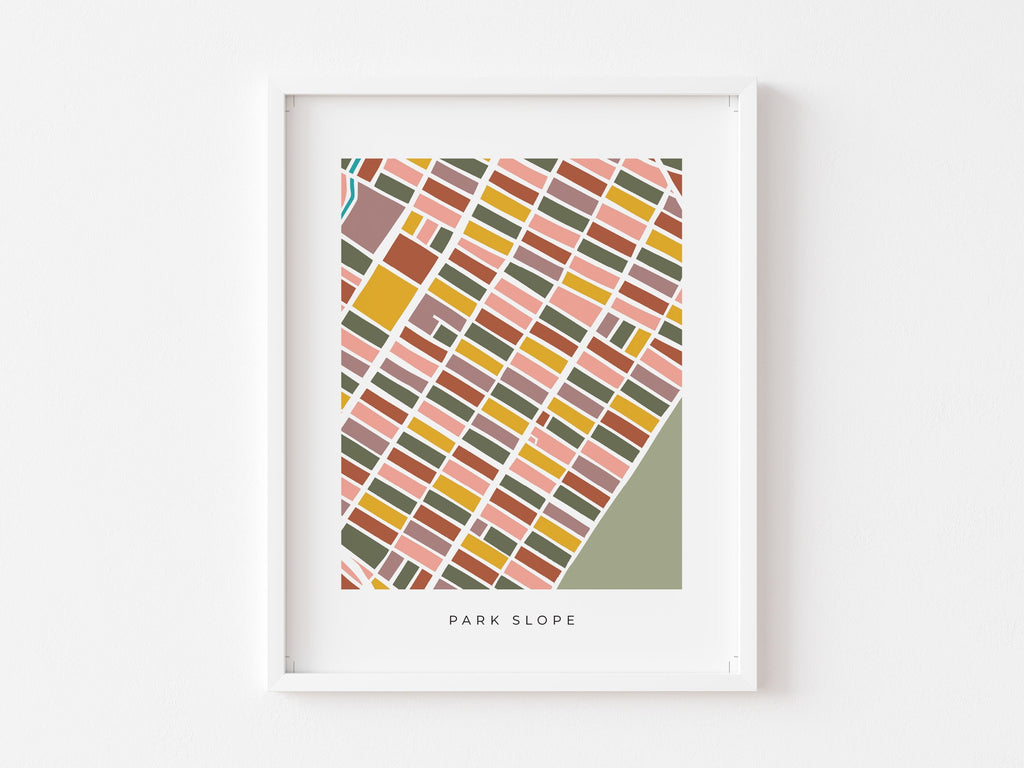 Park Slope Map Print – Brooklyn Wall Art – Colorful Minimalist Neighborhood Map