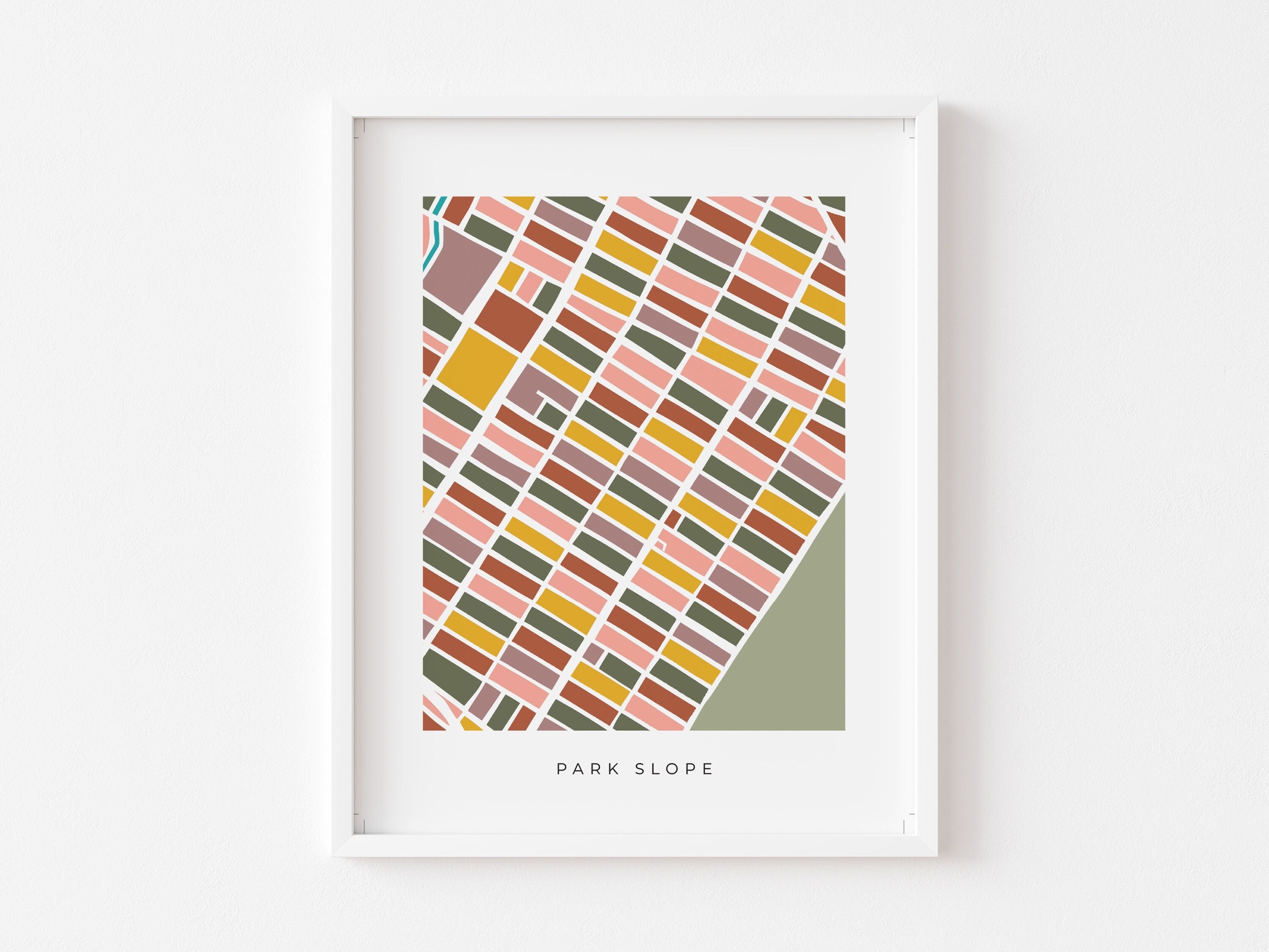 Park Slope Map Print – Brooklyn Wall Art – Colorful Minimalist Neighborhood Map