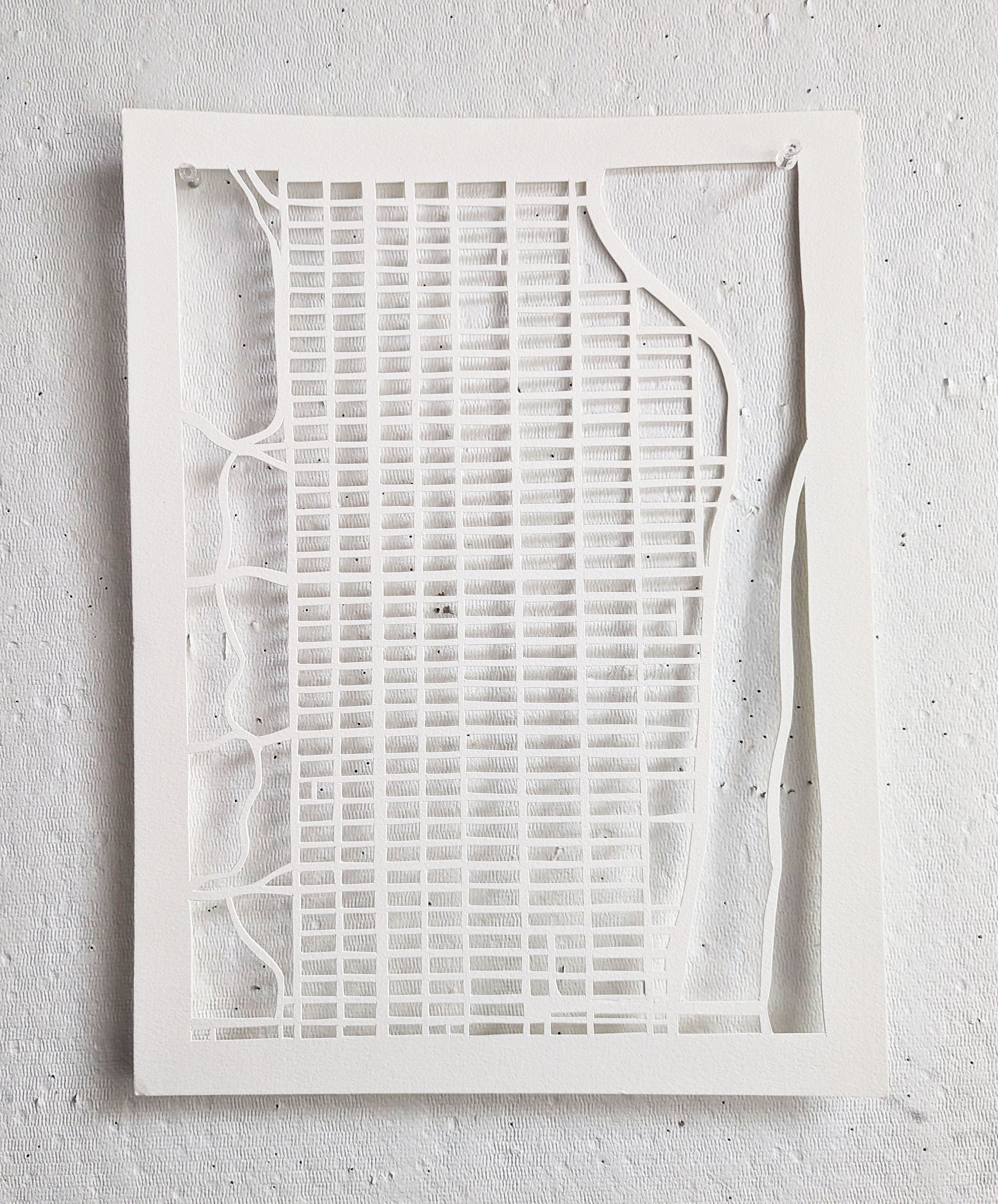 Handcut Paper-Cut Map of the Upper East Side