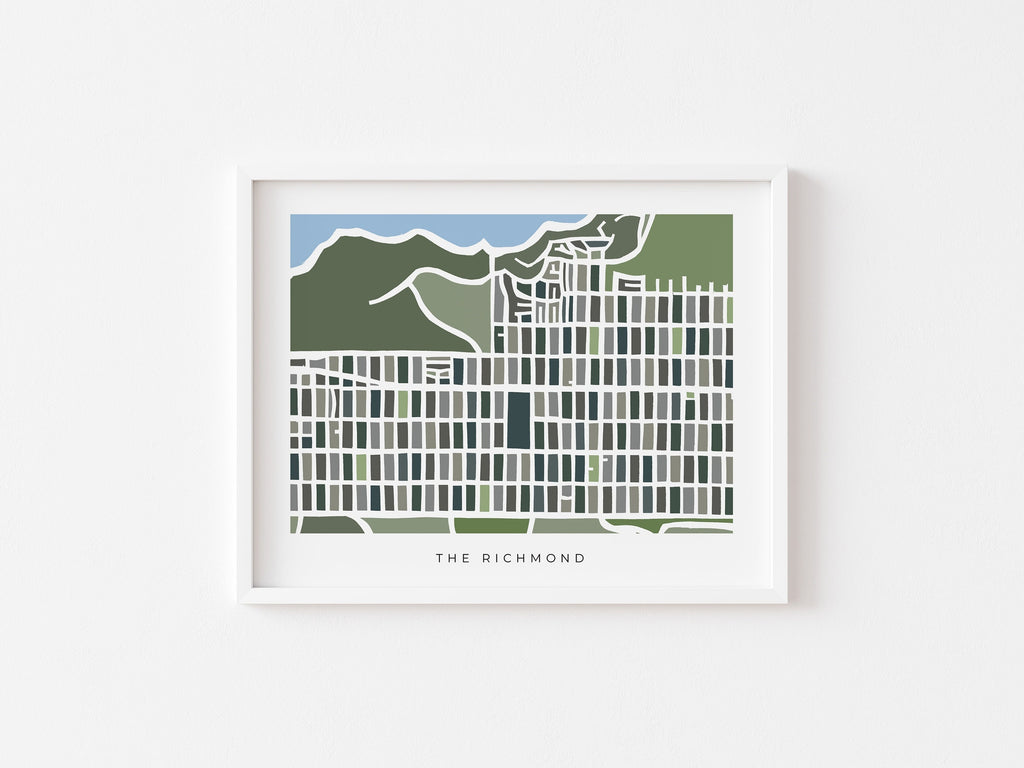 Richmond SF Map Print – San Francisco Wall Art – Minimalist Neighborhood Poster