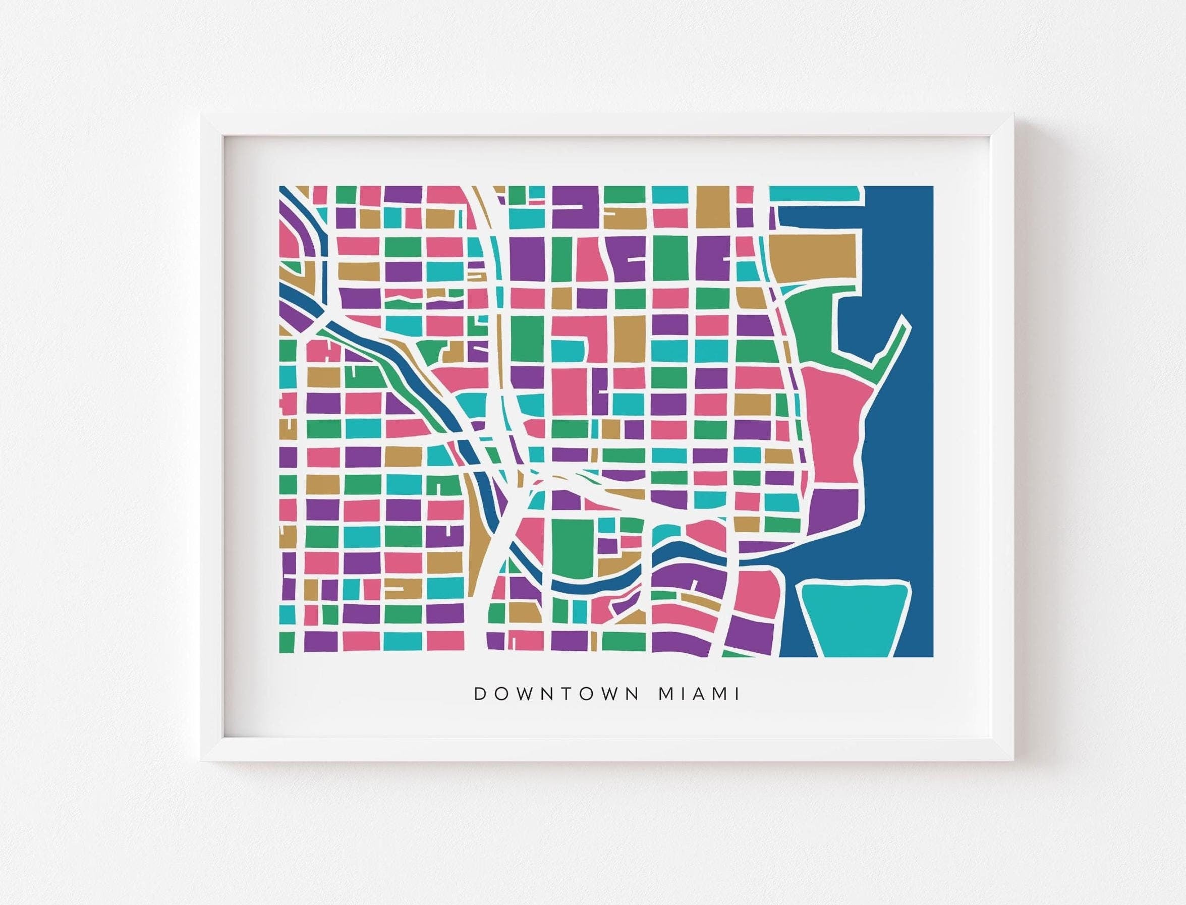 colorful map of downtown miami
