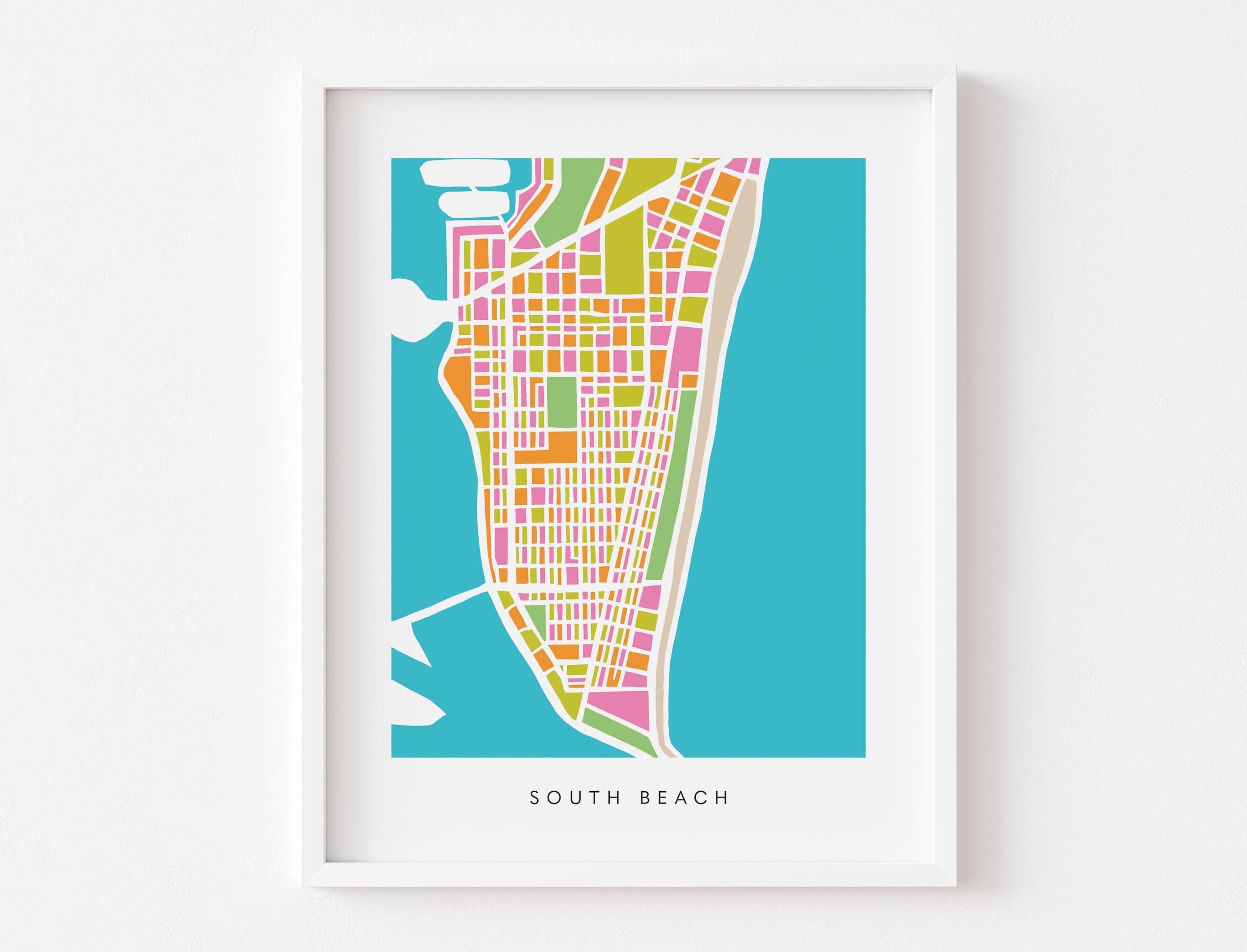 colorful map of south beach