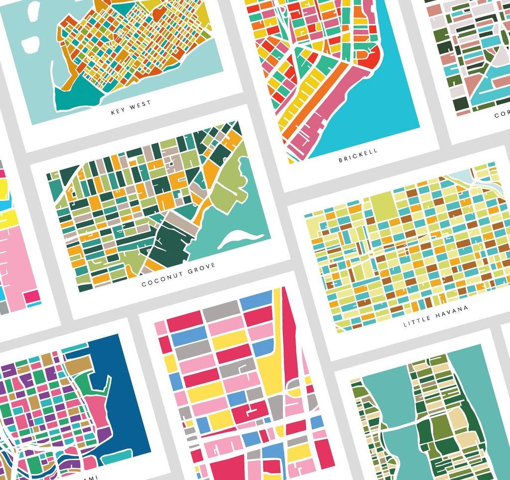 Miami, Palm Beach, Key West Neighborhood Print Postcards - Set of 10