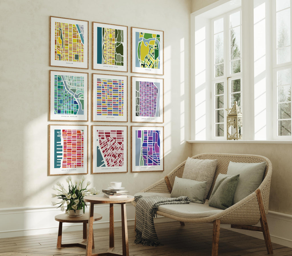 Gallery Wall Set of 9 City Maps