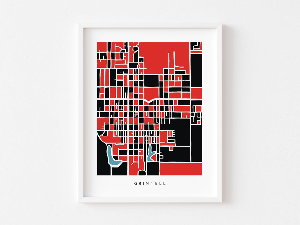 Grinnell College Merchandise - Grinnell Posters - Grinnell Map Print