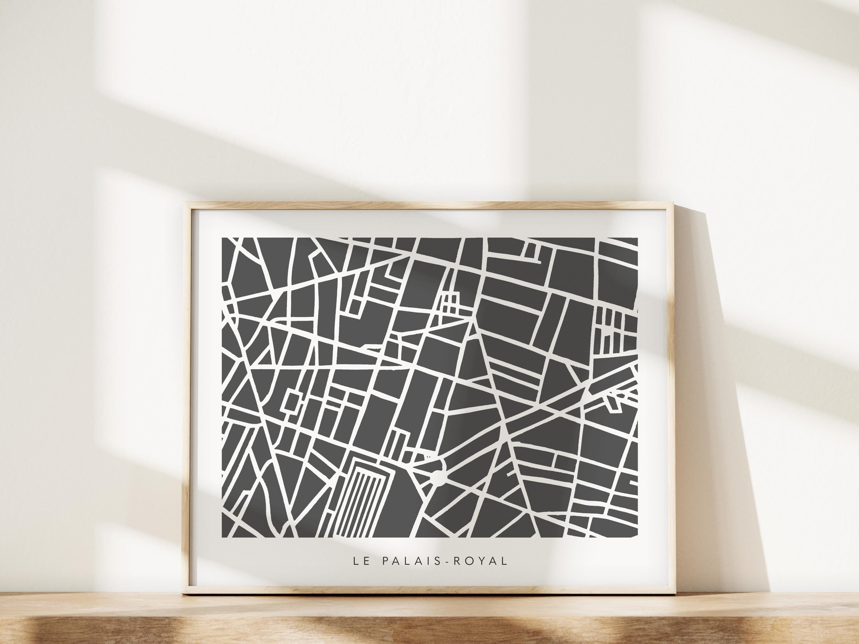 Paris Neighborhood Minimalist Wall Art | Le Palais-Royal | Modern City Street Map | Faraway Places