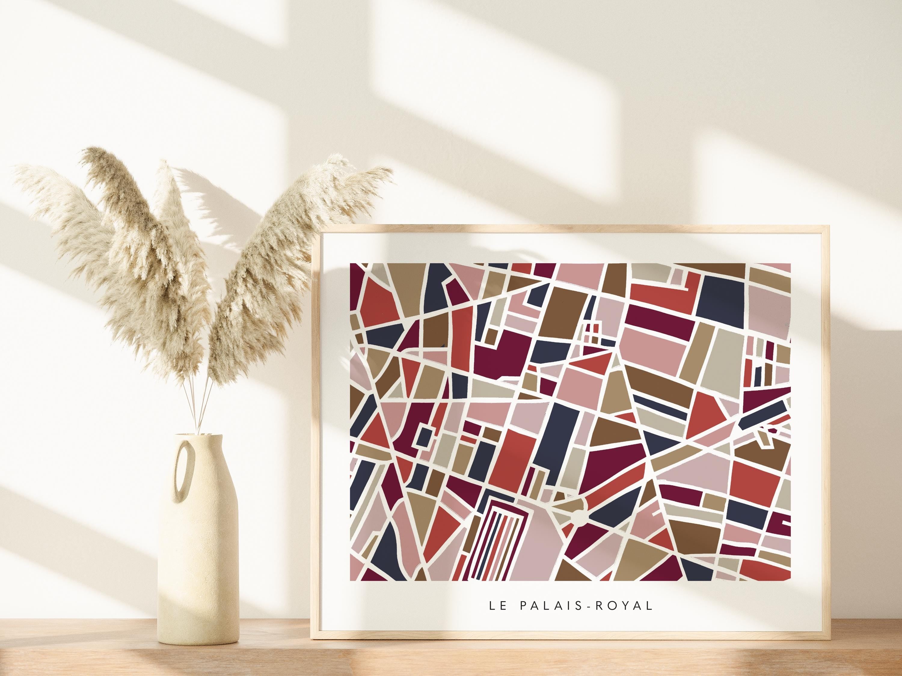 Paris Neighborhood Minimalist Wall Art | Le Palais-Royal | Modern City Street Map | Faraway Places