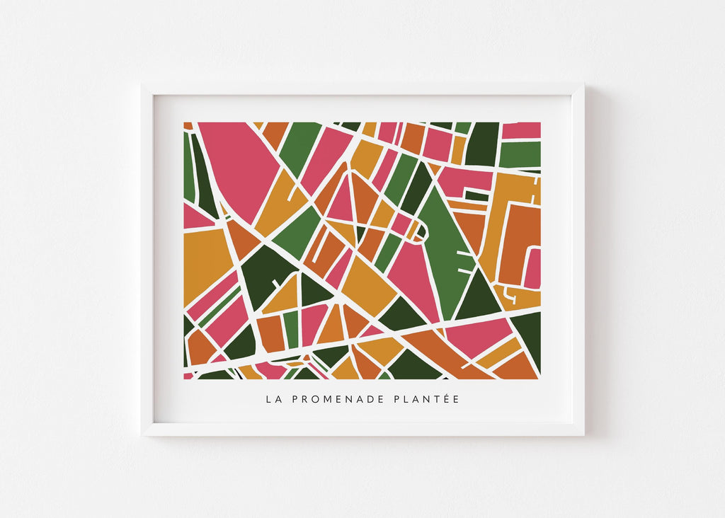 Paris Minimalist Wall Art | La Promenade Plantée | Modern City Street Map | Faraway Places