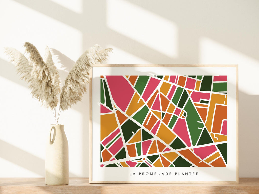 Paris Minimalist Wall Art | La Promenade Plantée | Modern City Street Map | Faraway Places