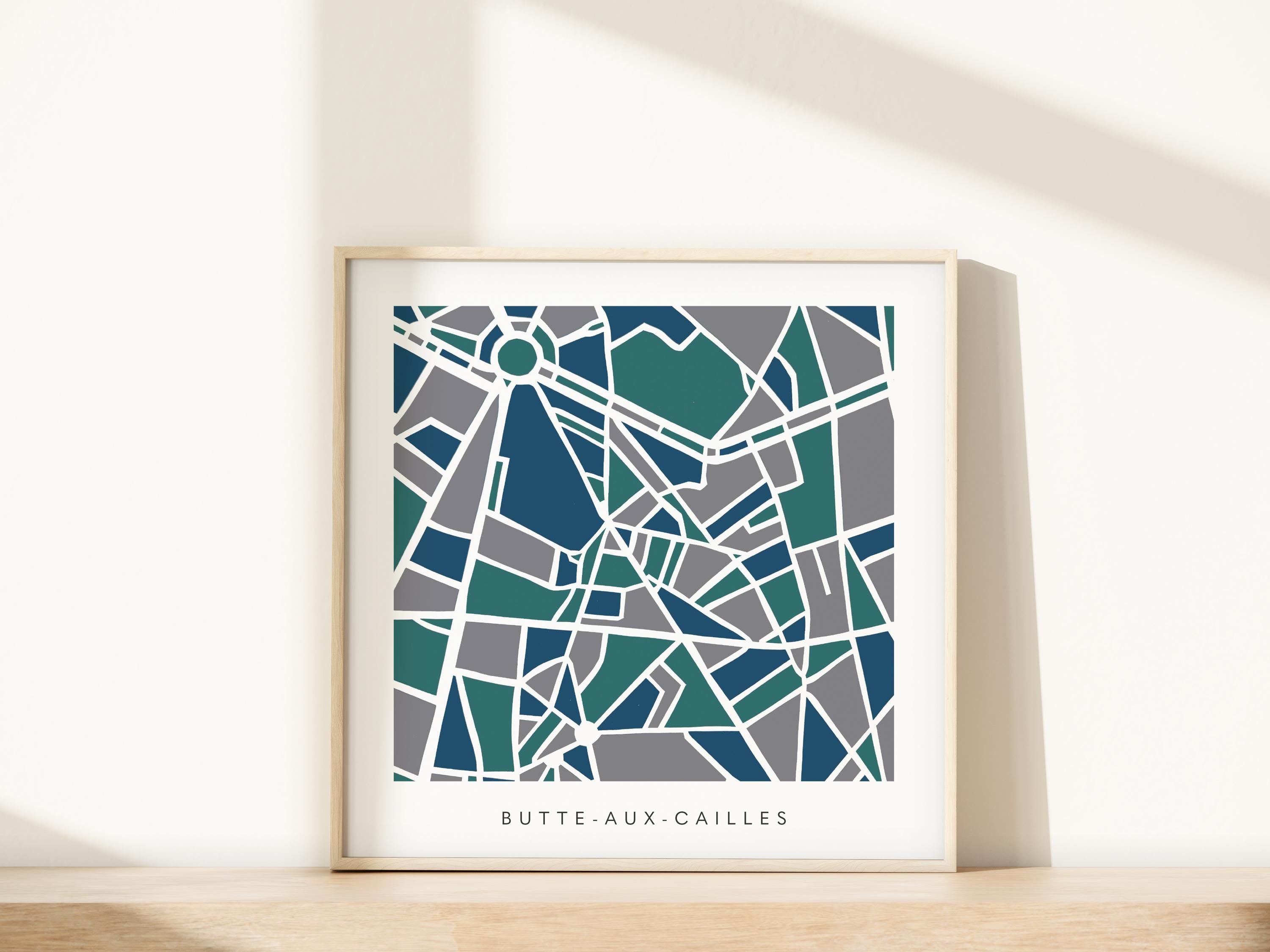 Paris Neighborhood Minimalist Wall Art | Butte-aux-Cailles | Modern City Street Map | Faraway Places