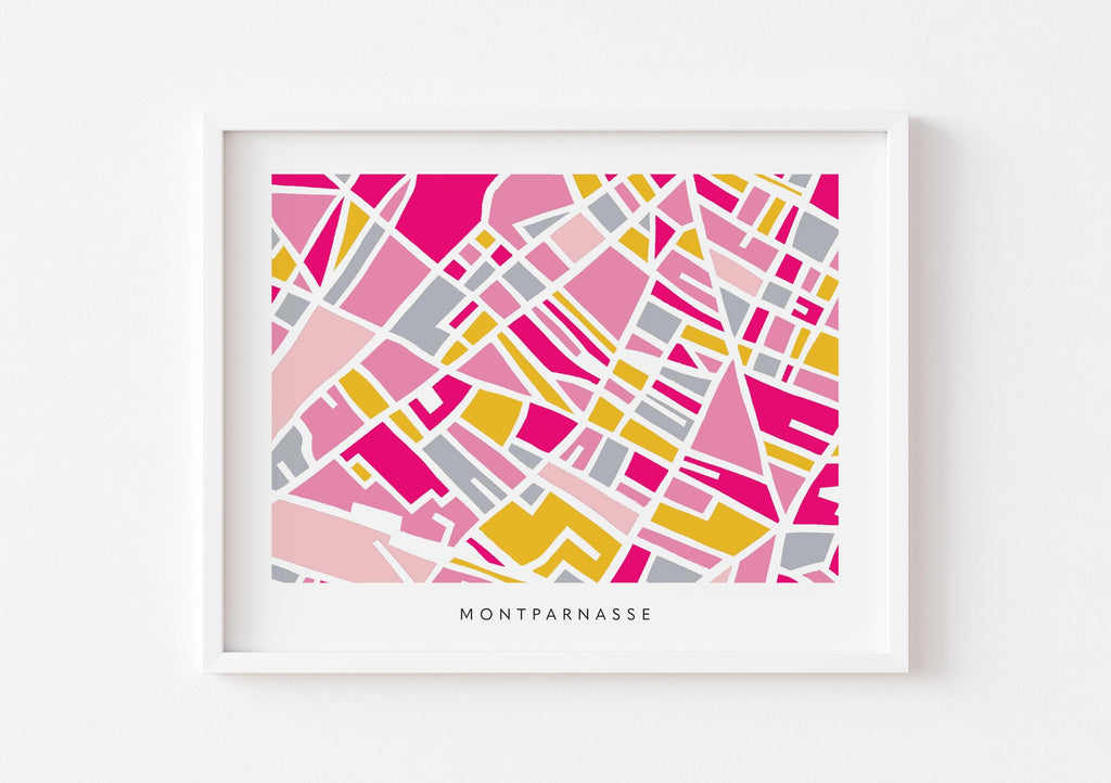 Paris Minimalist Wall Art | Montparnasse | Modern City Street Map | Faraway Places