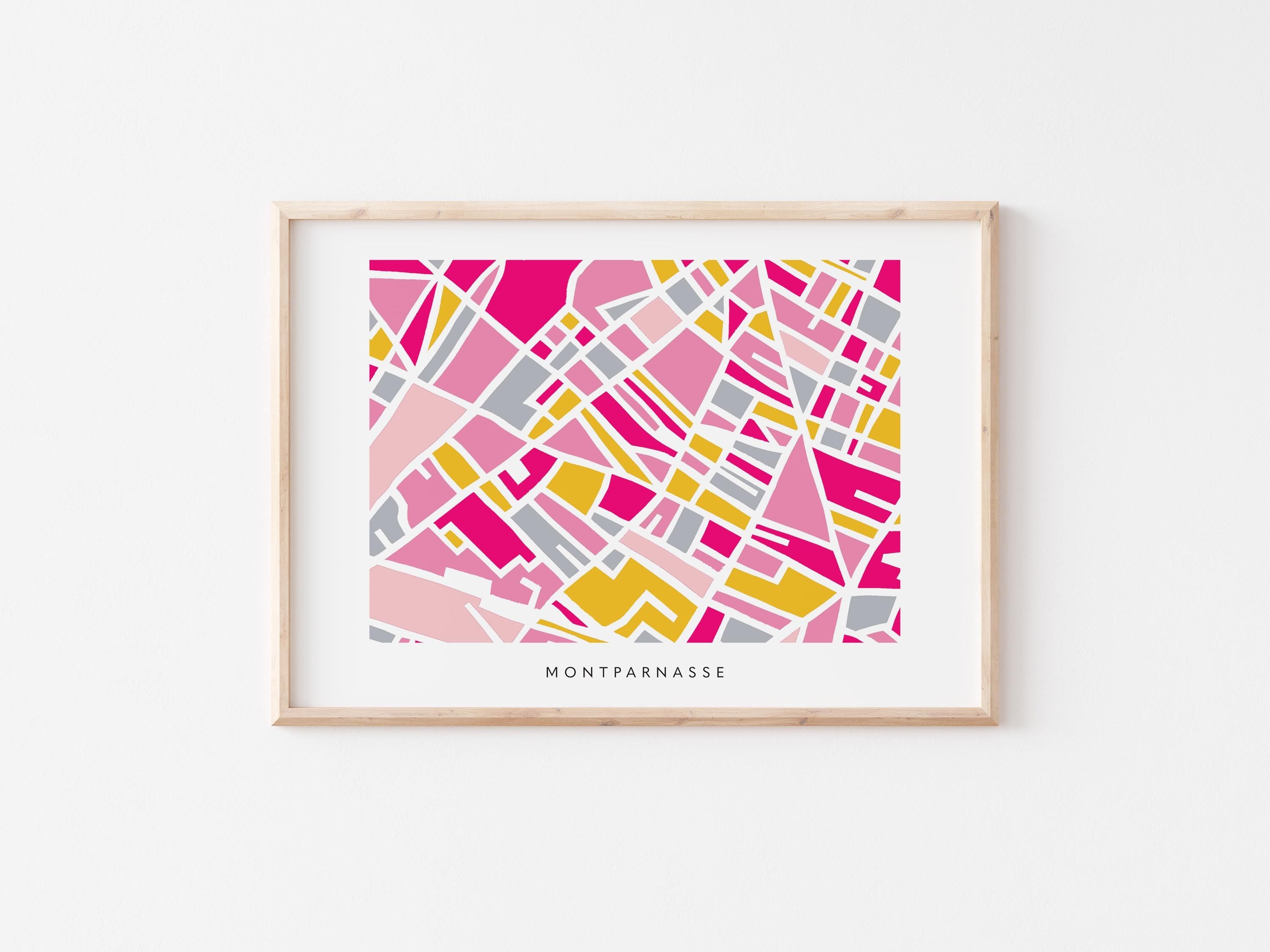 Paris Minimalist Wall Art | Montparnasse | Modern City Street Map | Faraway Places