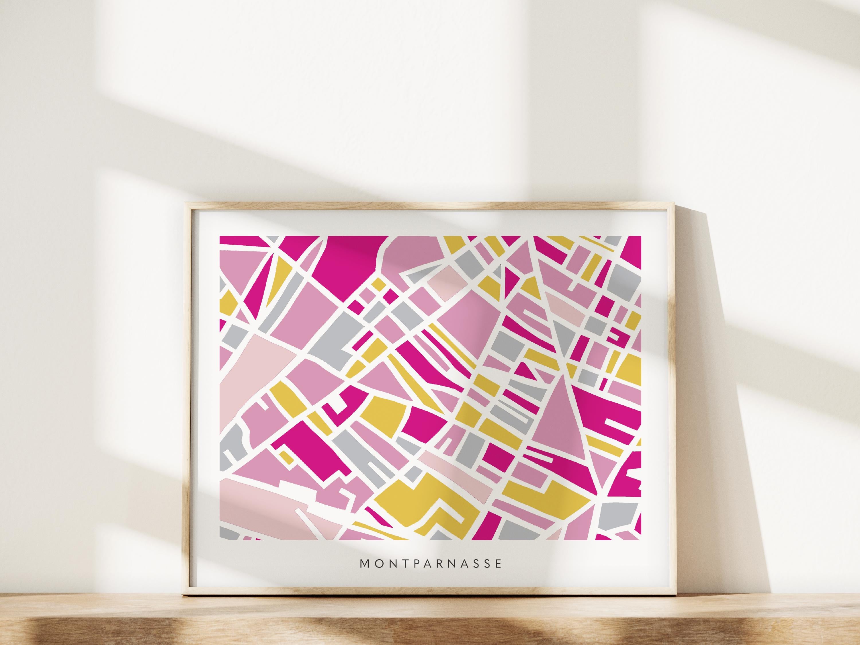 Paris Minimalist Wall Art | Montparnasse | Modern City Street Map | Faraway Places