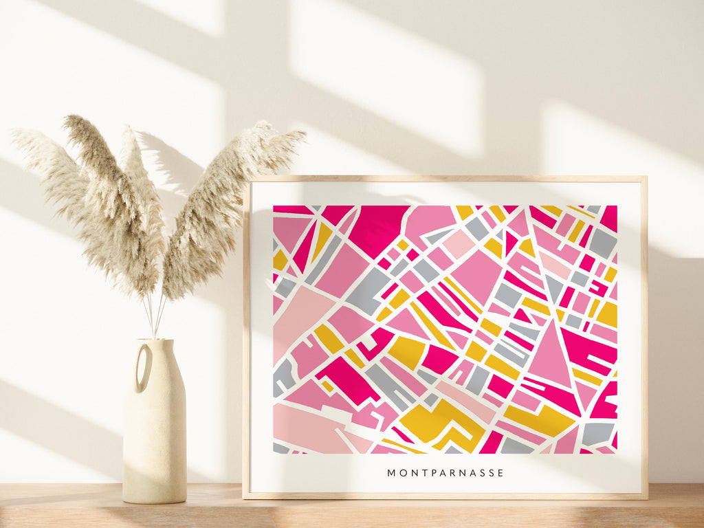 Paris Minimalist Wall Art | Montparnasse | Modern City Street Map | Faraway Places