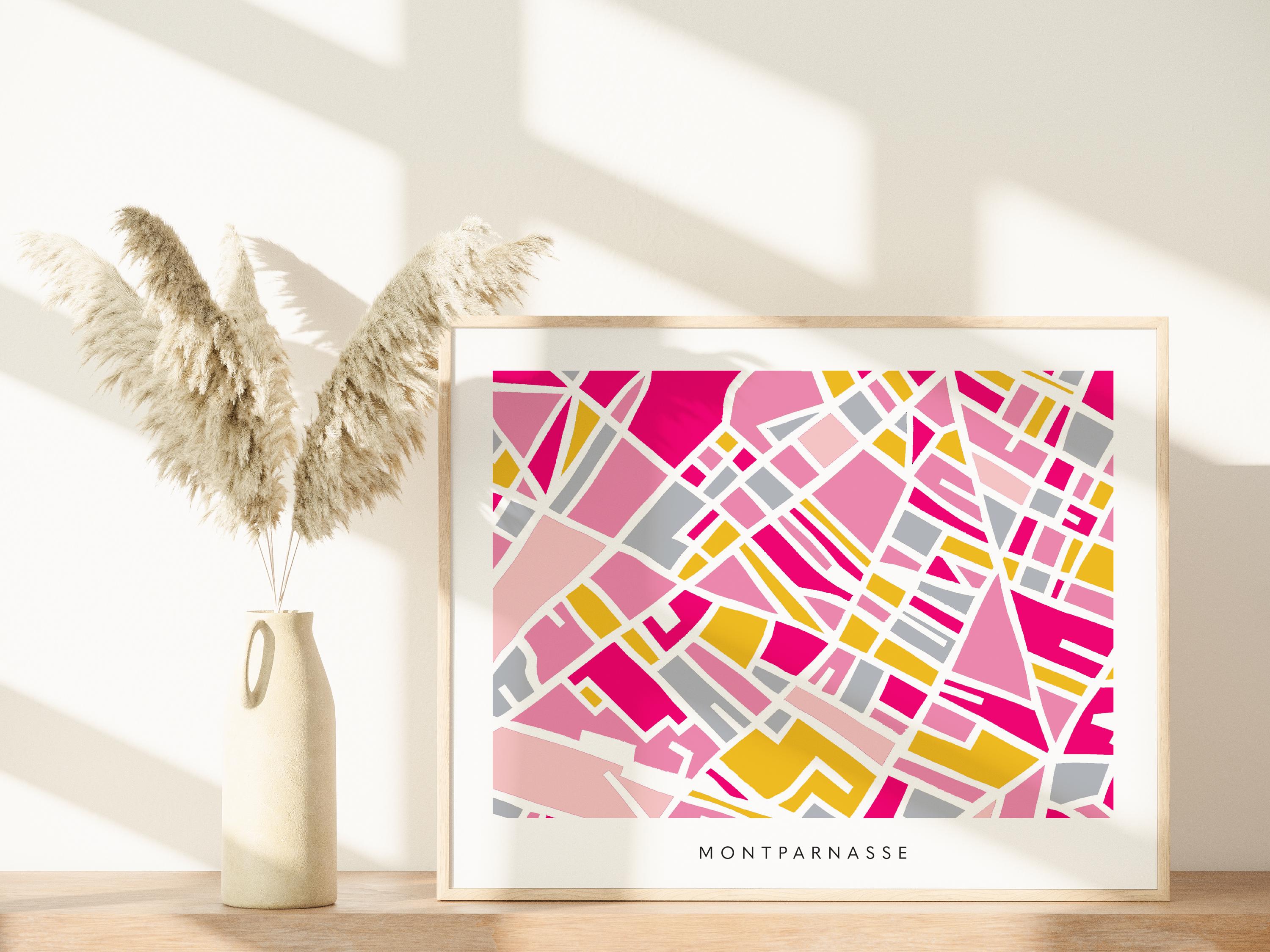 Paris Minimalist Wall Art | Montparnasse | Modern City Street Map | Faraway Places