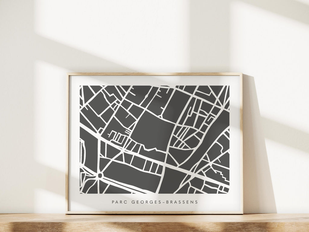 Paris Neighborhood Minimalist Wall Art | 15th Arrondissement | Modern City Street Map | Faraway Places