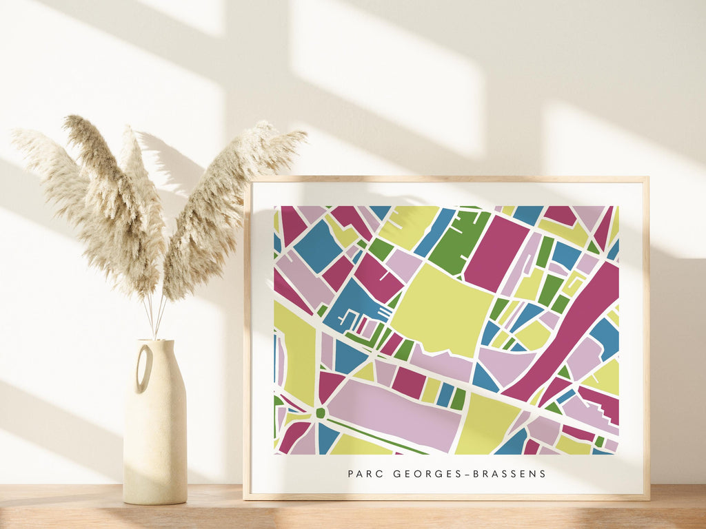 Paris Neighborhood Minimalist Wall Art | 15th Arrondissement | Modern City Street Map | Faraway Places