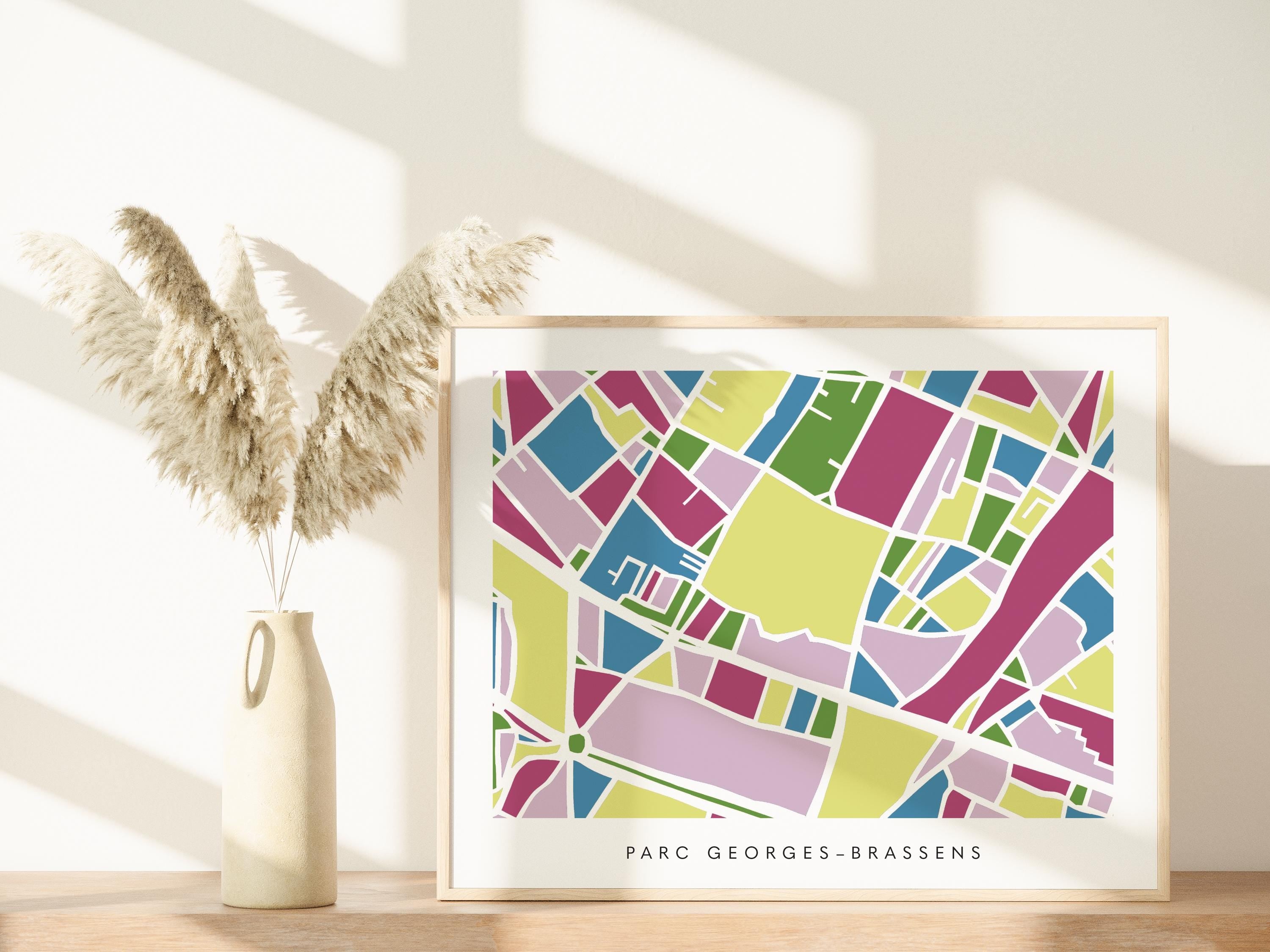 Paris Neighborhood Minimalist Wall Art | 15th Arrondissement | Modern City Street Map | Faraway Places
