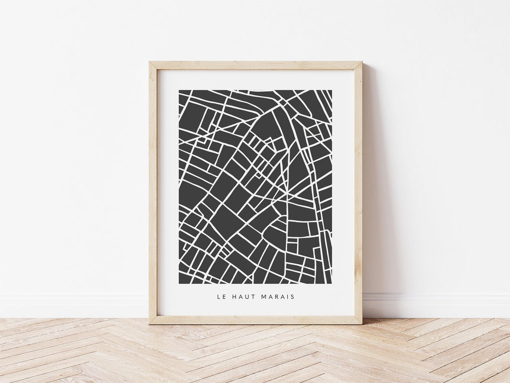 Upper Marais Wall Art Map - Colorful and Minimalist City Map Print