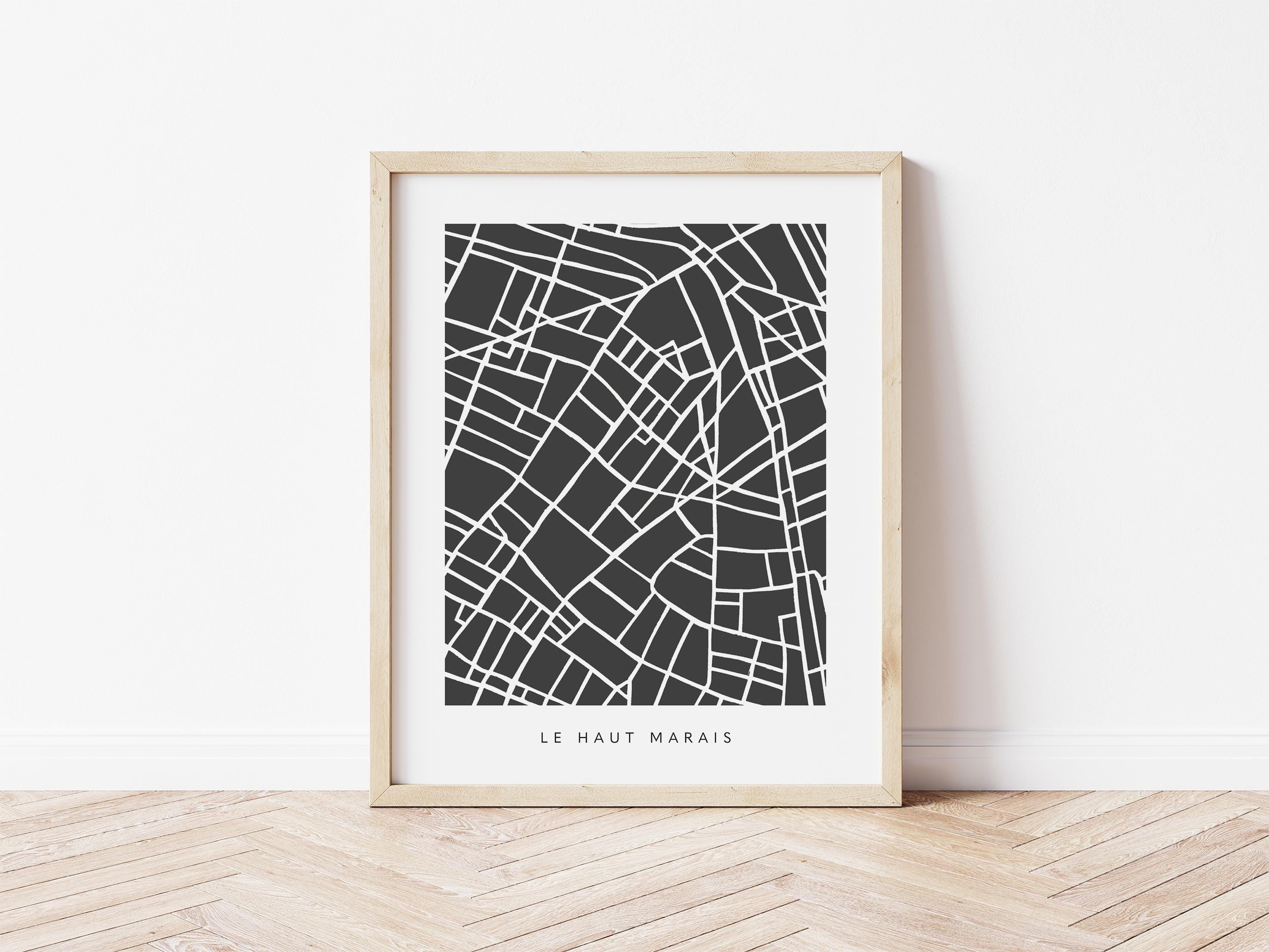 Upper Marais Wall Art Map - Colorful and Minimalist City Map Print