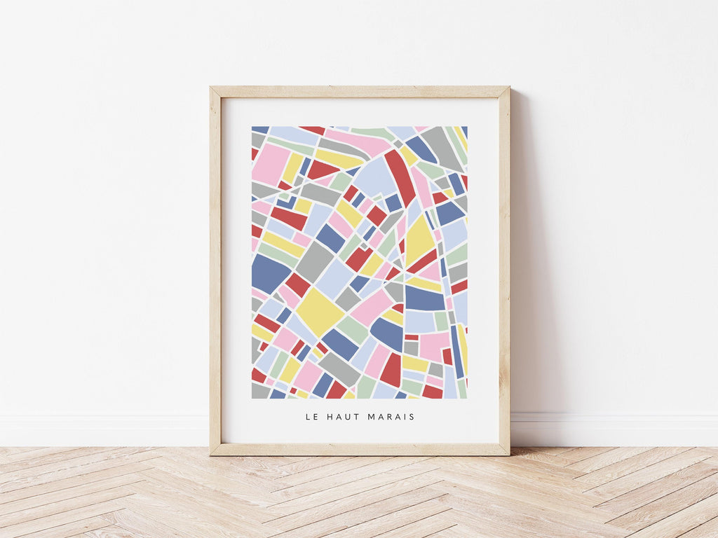 Upper Marais Wall Art Map - Colorful and Minimalist City Map Print