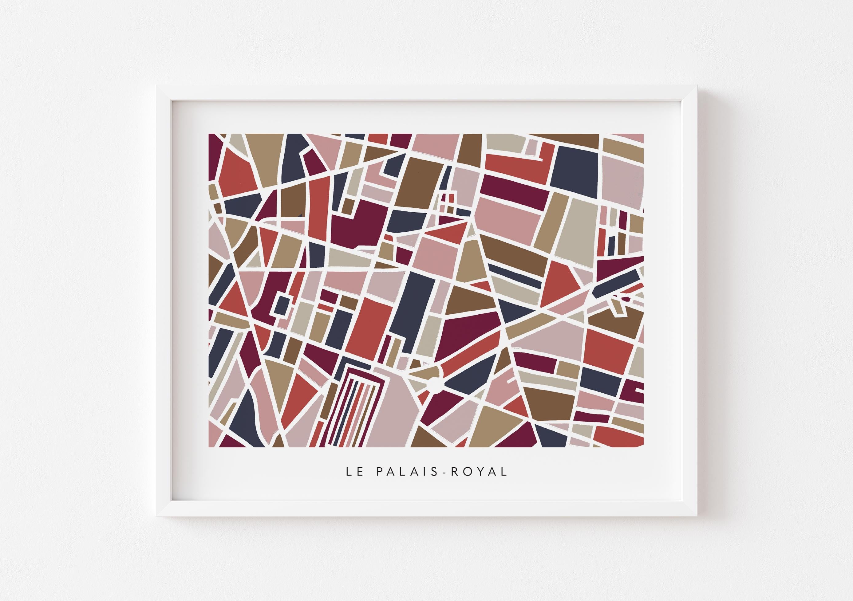 Paris Neighborhood Minimalist Wall Art | Le Palais-Royal | Modern City Street Map | Faraway Places