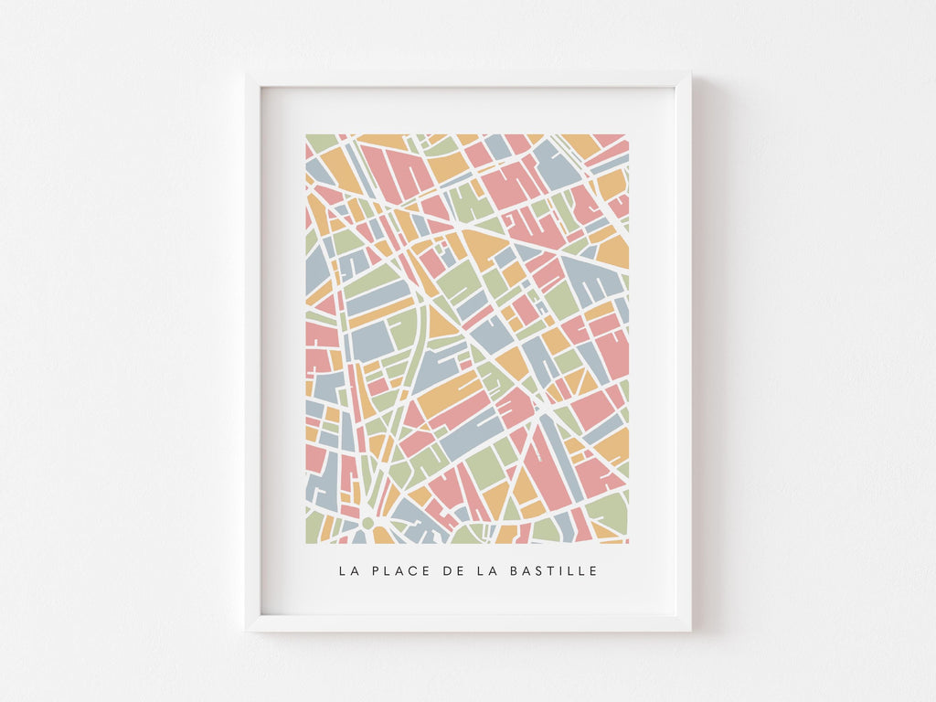 Paris Neighborhood Minimalist Wall Art | 11th Arrondissement | La Bastille | Modern City Map | Faraway Places