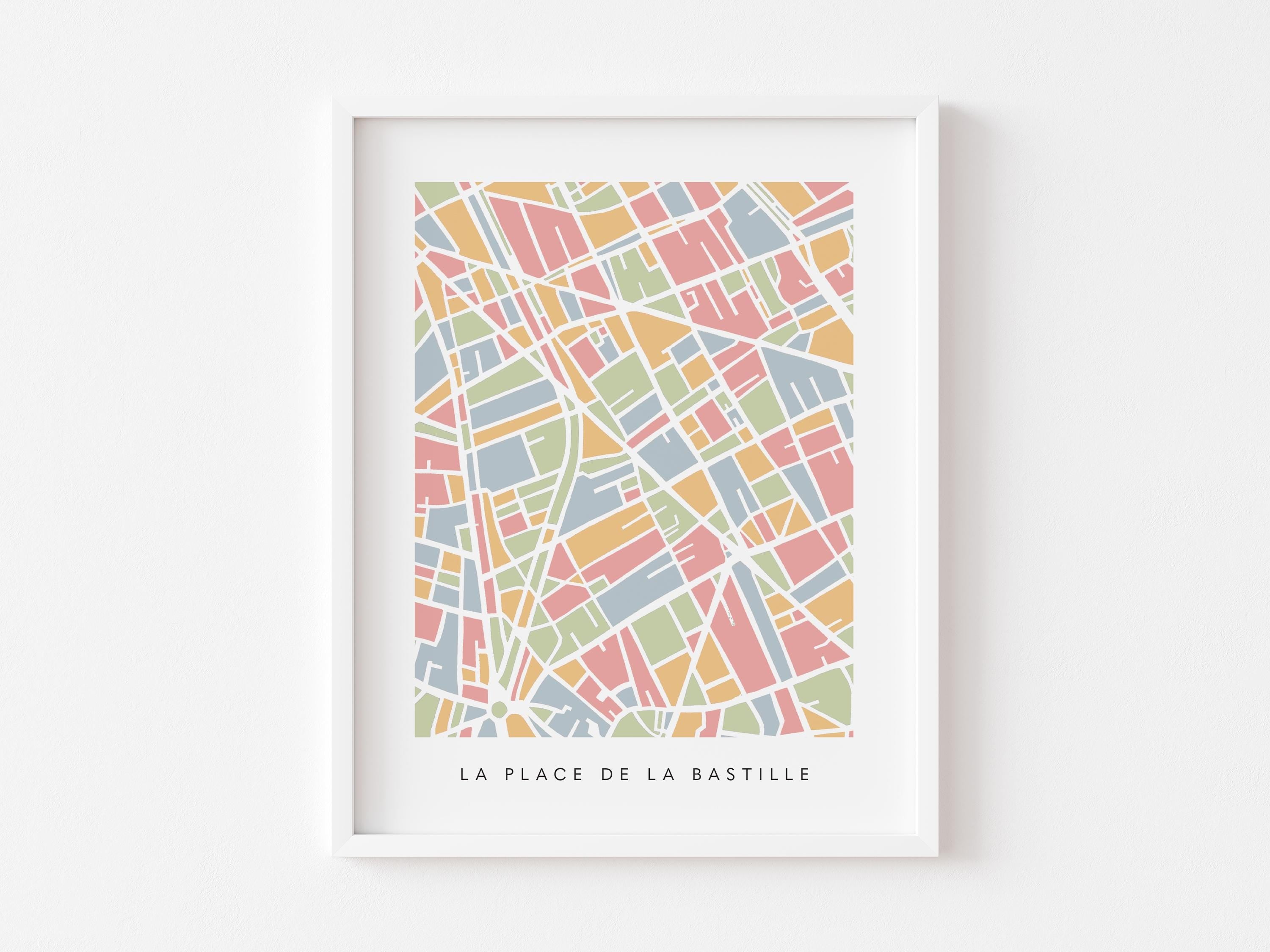 Paris Neighborhood Minimalist Wall Art | 11th Arrondissement | La Bastille | Modern City Map | Faraway Places