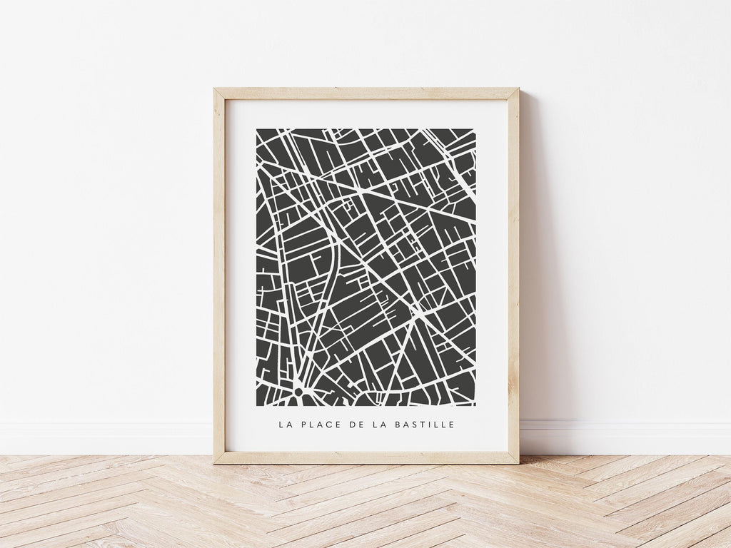 Paris Neighborhood Minimalist Wall Art | 11th Arrondissement | La Bastille | Modern City Map | Faraway Places