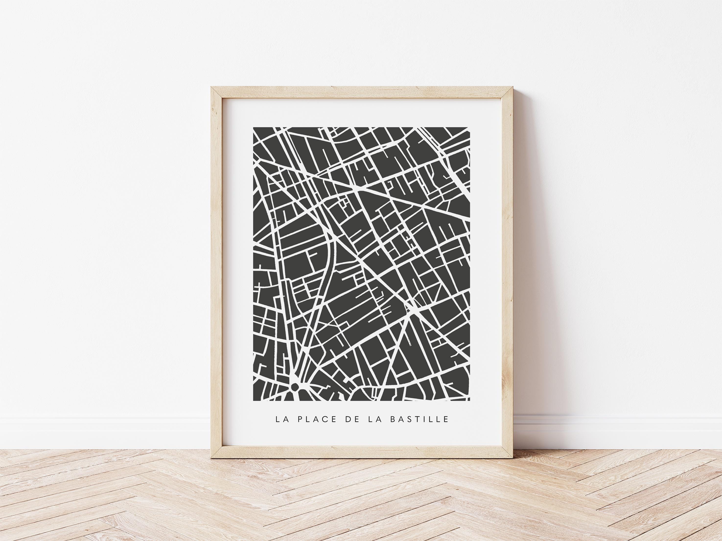 Paris Neighborhood Minimalist Wall Art | 11th Arrondissement | La Bastille | Modern City Map | Faraway Places