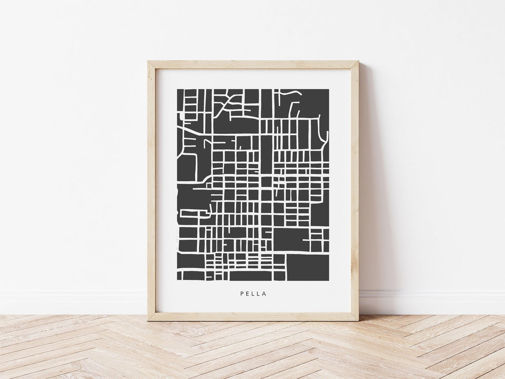 Pella Iowa Minimalist Wall Art | Modern City Map | Faraway Places