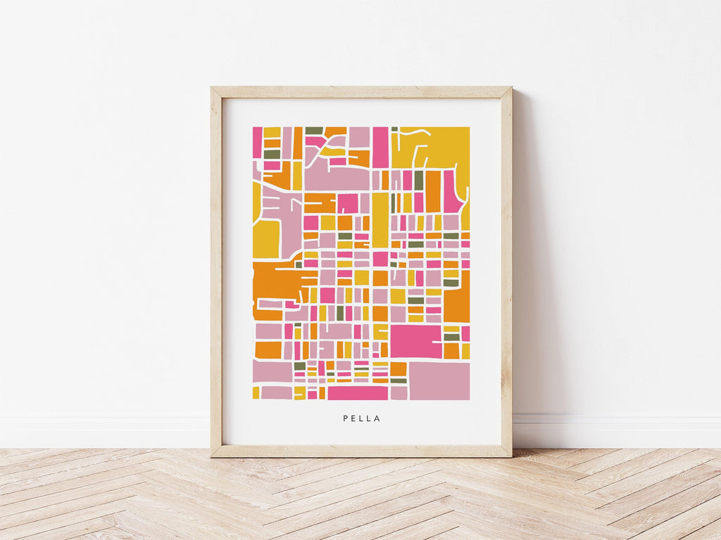 Pella Iowa Minimalist Wall Art | Modern City Map | Faraway Places