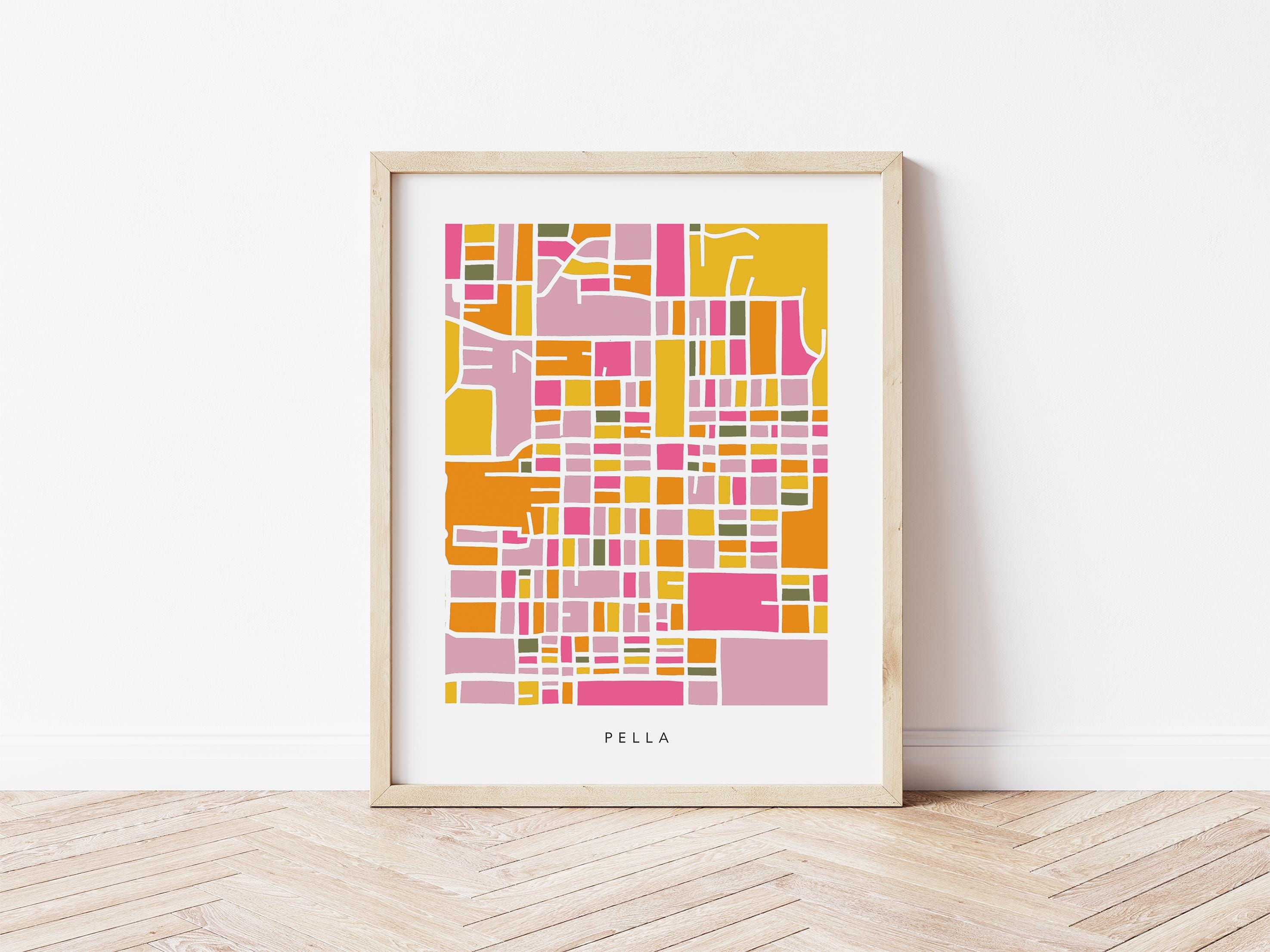 Pella Iowa Minimalist Wall Art | Modern City Map | Faraway Places