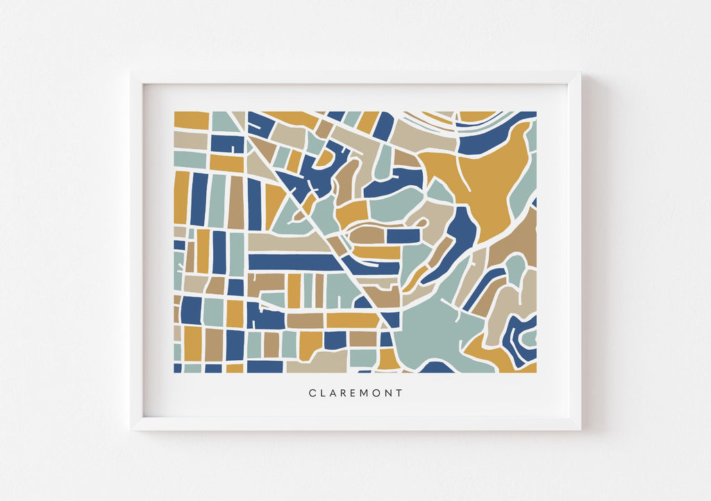 Claremont California (Oakland/Berkeley) Minimalist Wall Art | Modern City Map | Faraway Places
