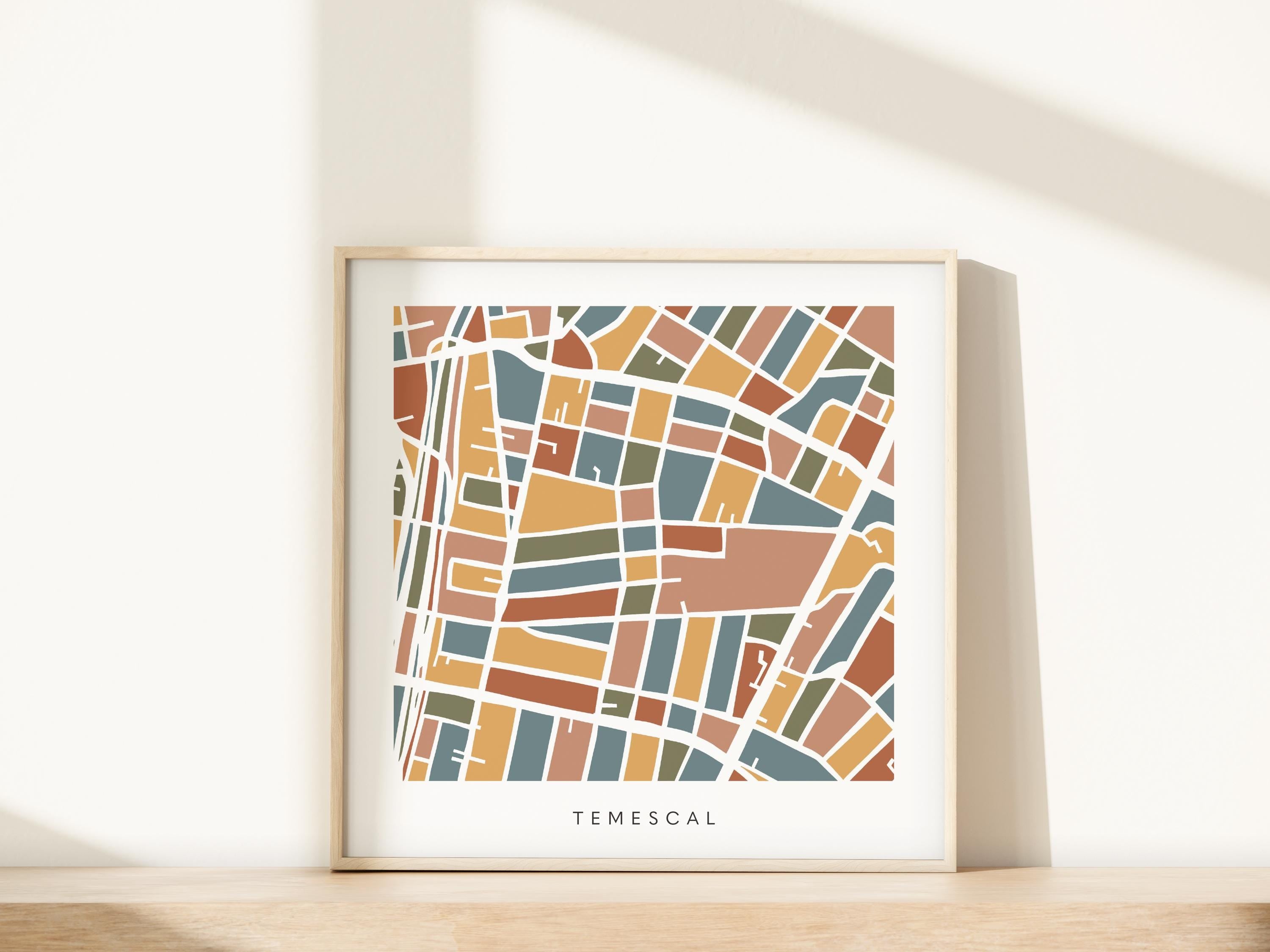 Temescal Oakland Minimalist Wall Art | Modern City Map | Faraway Places