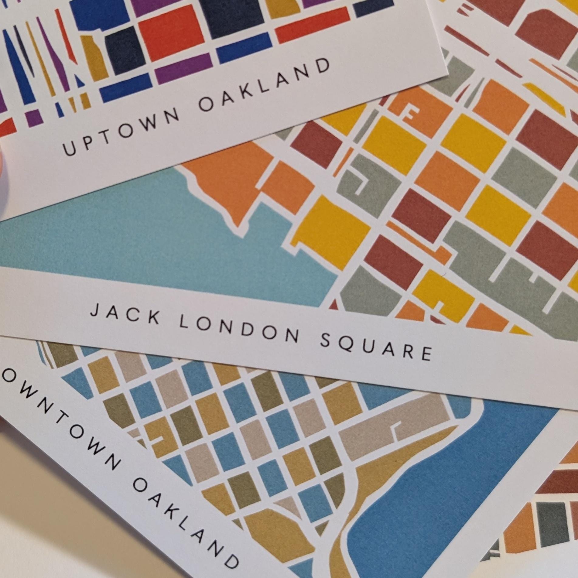 Oakland Neighborhood Print Postcards - Set of 9 Modern Map Prints