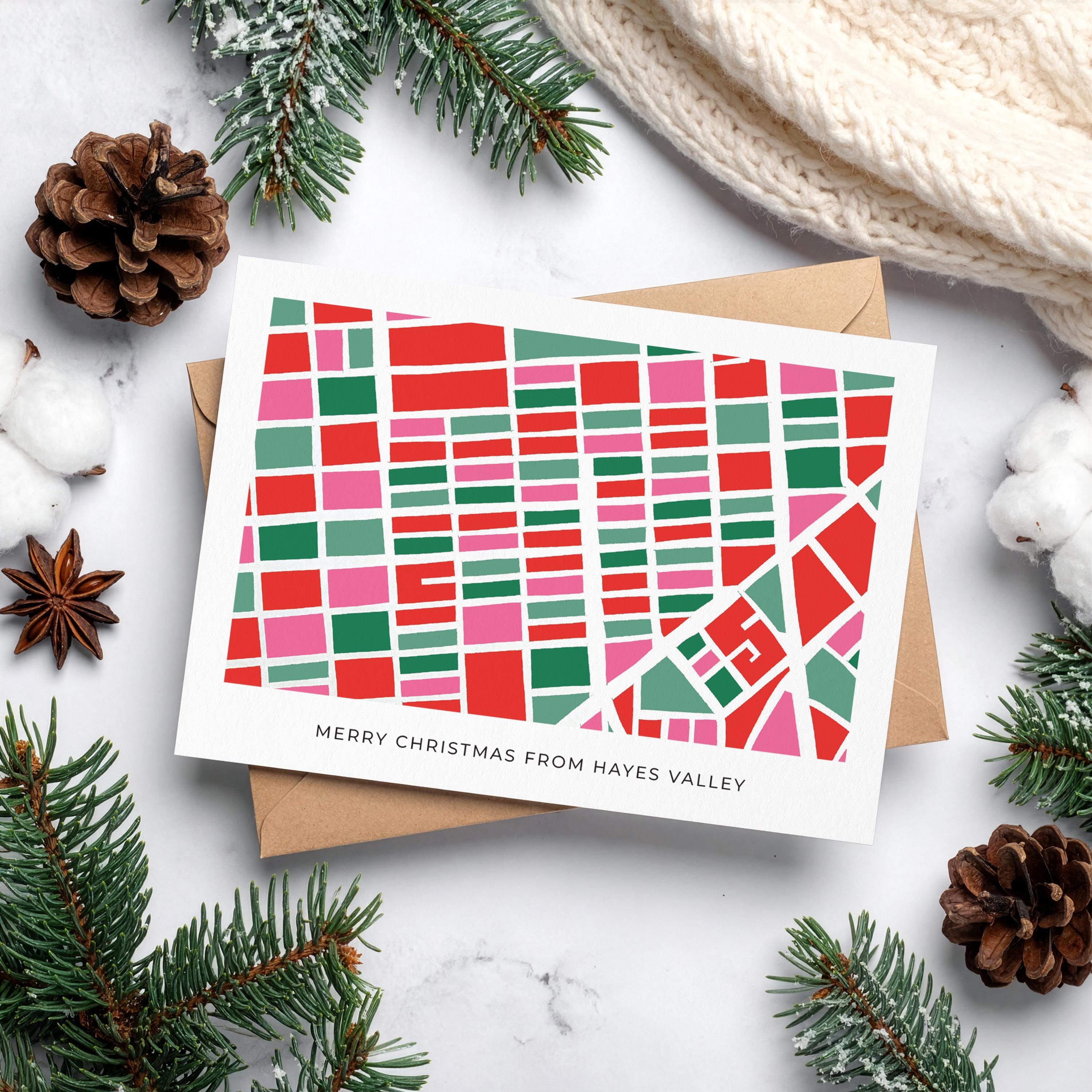 Custom Merry Christmas Cards - Set of 8 With Envelopes - Choose Any Neighborhood!