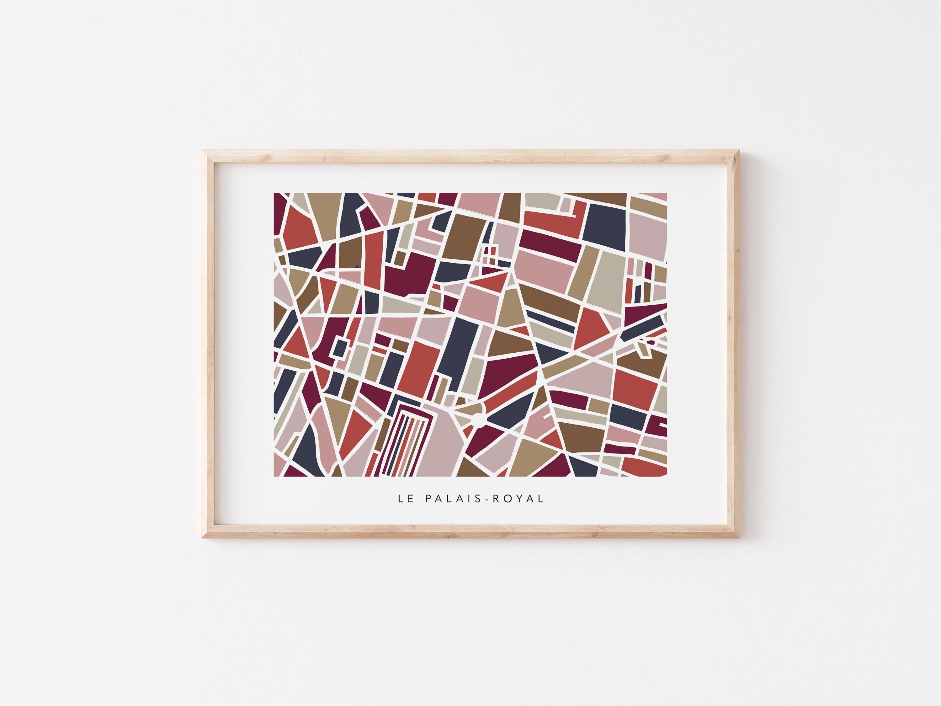 Paris Neighborhood Minimalist Wall Art | Le Palais-Royal | Modern City Street Map | Faraway Places
